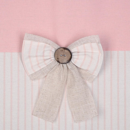 Farmhouse Pink Shower Curtain, Bowknot, Cotton Blend Fabric, Pleated Pink Stripe, Country Style, 72x72 in, Bathroom