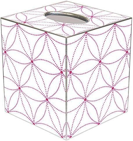 Pink Daisy Dot Paper Mache Tissue Box Cover, Handmade in the USA