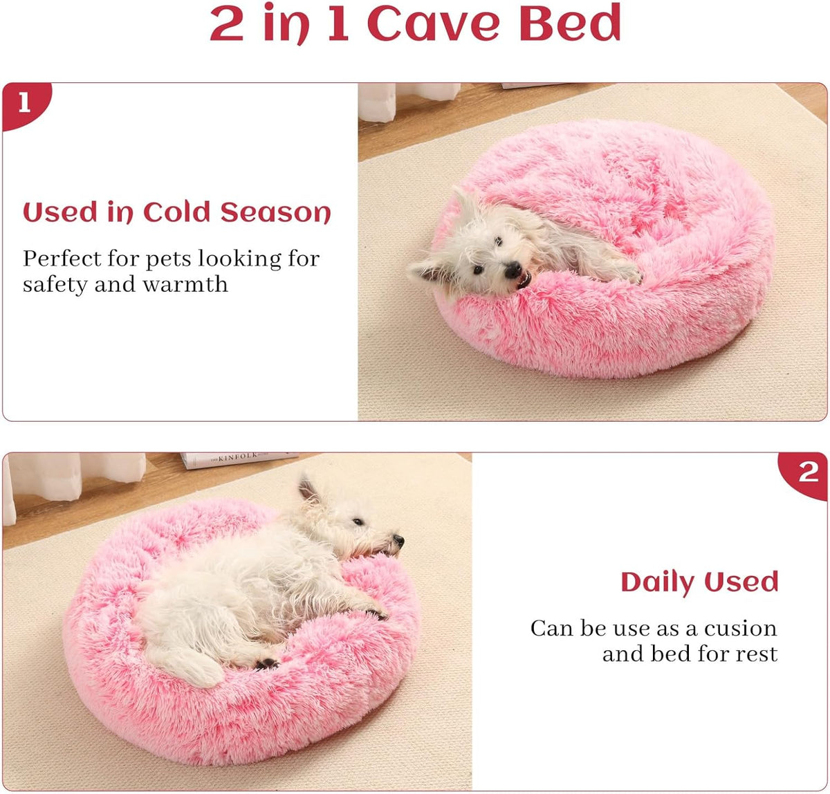 Hooded Blanket Donut Cave Bed for Small Medium Dogs and Cats
