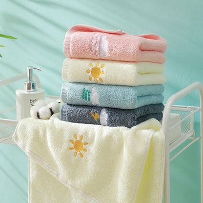 Hand Towels for Bathroom Set 4 Piece, 100percent Cotton Bath Towel , Face Soft Highly Absorbent Adults and Children Kitchen, 14x29 Inch (Pink White Blue Gray)