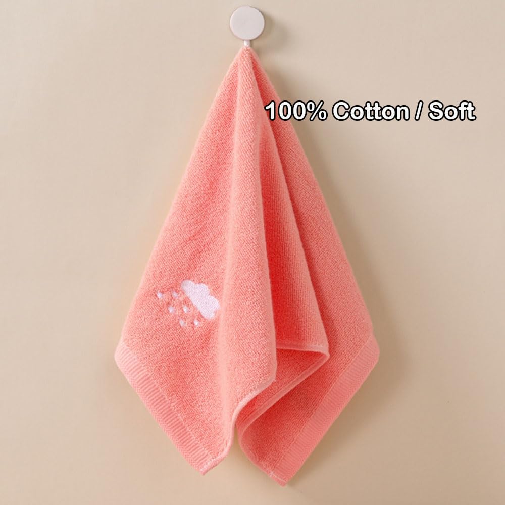 Hand Towels for Bathroom Set 4 Piece, 100percent Cotton Bath Towel , Face Soft Highly Absorbent Adults and Children Kitchen, 14x29 Inch (Pink White Blue Gray)