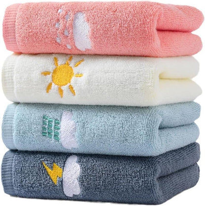 Hand Towels for Bathroom Set 4 Piece, 100percent Cotton Bath Towel , Face Soft Highly Absorbent Adults and Children Kitchen, 14x29 Inch (Pink White Blue Gray)