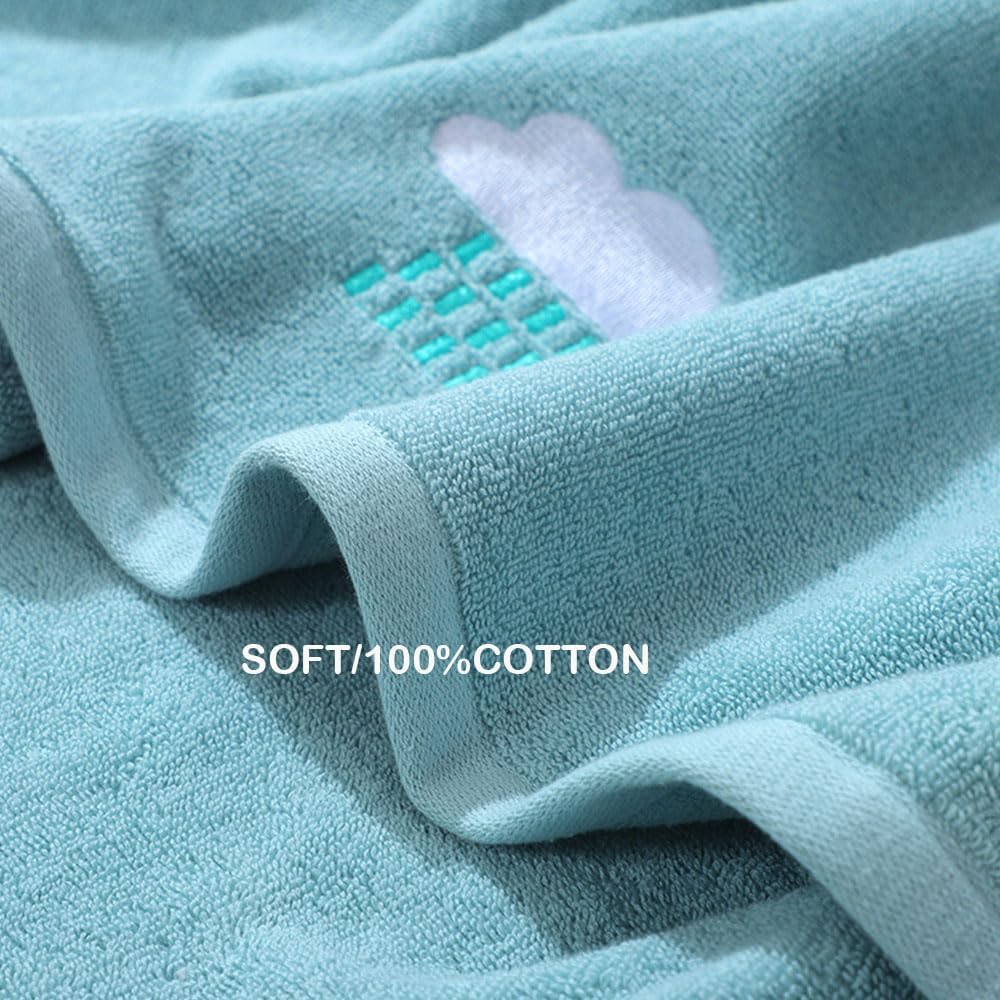 Hand Towels for Bathroom Set 4 Piece, 100percent Cotton Bath Towel , Face Soft Highly Absorbent Adults and Children Kitchen, 14x29 Inch (Pink White Blue Gray)