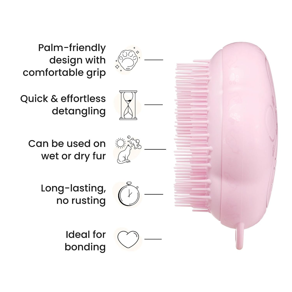 Pet Teezer Cat Brush for De-Shedding Short to Medium Fur, Millennial Pink