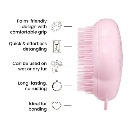 Pet Teezer Cat Brush for De-Shedding Short to Medium Fur, Millennial Pink