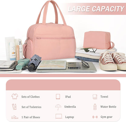 Sports Gym Bag for Women, Travel Duffle Bag with Shoe Compartment & Wet Pocket, Fitness Yoga Bag