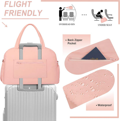 Sports Gym Bag for Women, Travel Duffle Bag with Shoe Compartment & Wet Pocket, Fitness Yoga Bag
