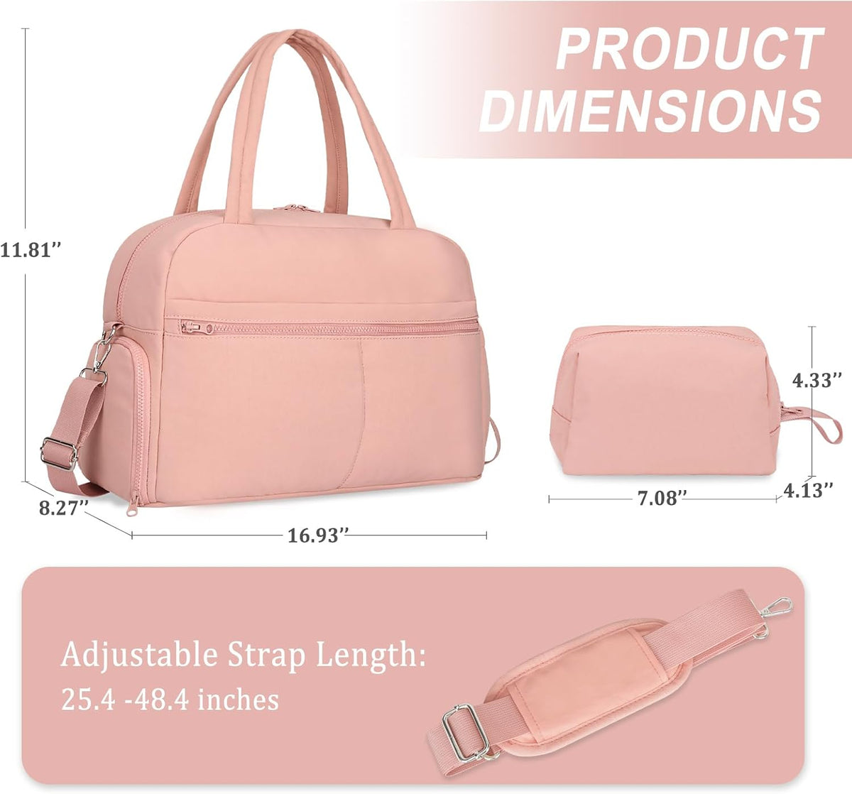Sports Gym Bag for Women, Travel Duffle Bag with Shoe Compartment & Wet Pocket, Fitness Yoga Bag