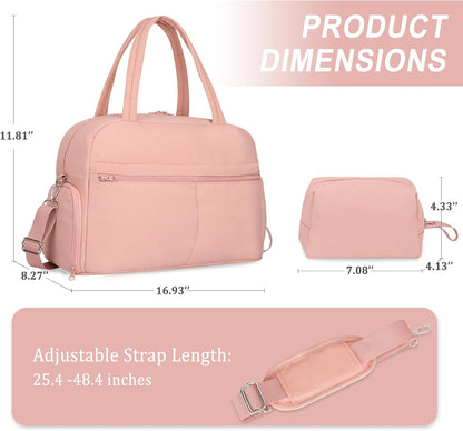 Sports Gym Bag for Women, Travel Duffle Bag with Shoe Compartment & Wet Pocket, Fitness Yoga Bag