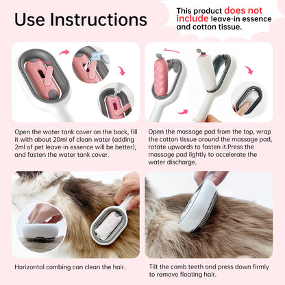 Hair Brush, Self Cleaning Slicker Brushes for Dogs Cats, Gently Removes Loose Undercoat Mats Tangled Hair Brush with Water Tank for Pet Massage, LongHaired Pink