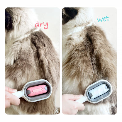 Hair Brush, Self Cleaning Slicker Brushes for Dogs Cats, Gently Removes Loose Undercoat Mats Tangled Hair Brush with Water Tank for Pet Massage, LongHaired Pink
