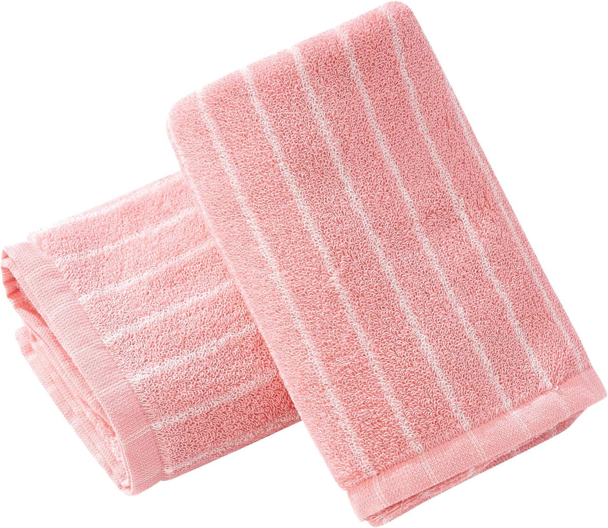 Hand Towels Set of 2 Striped 100% Cotton Reversible, Soft & Absorbent Decorative Hand Towel for Bathroom Clearance (Pink/White Stripe, 2Pack)
