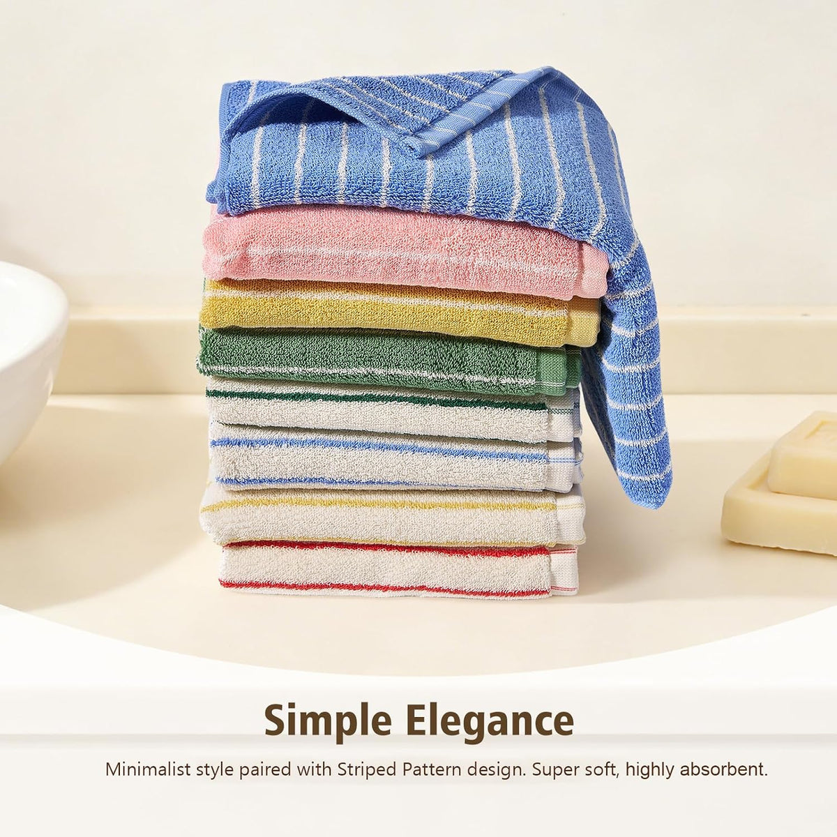 Hand Towels Set of 2 Striped 100% Cotton Reversible, Soft & Absorbent Decorative Hand Towel for Bathroom Clearance (Pink/White Stripe, 2Pack)
