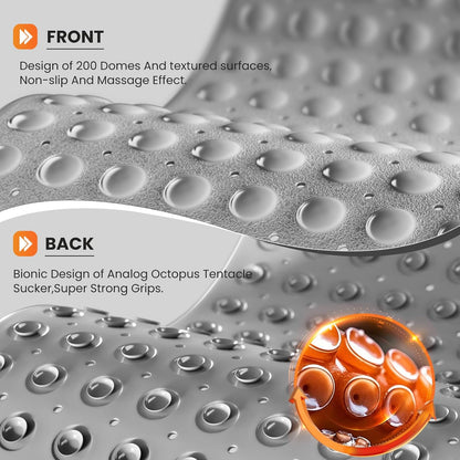 Non-Slip Bath Tub Mat, 39x16 Inch Extra Large Shower Mat with Drain Holes & Suction Cups, Machine Washable, Pink