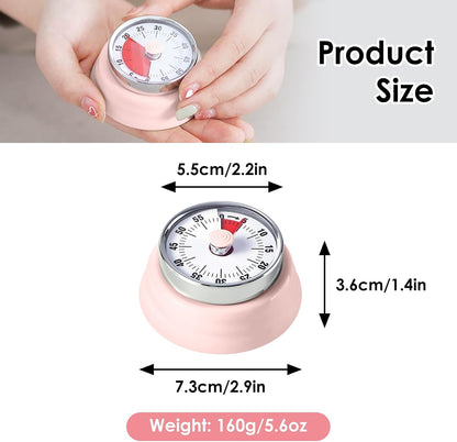 Visual Timer, 60-Minute Countdown Timer with Magnetic Base (Pink)