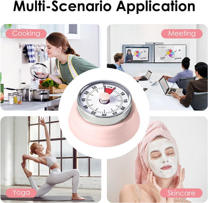 Visual Timer, 60-Minute Countdown Timer with Magnetic Base (Pink)