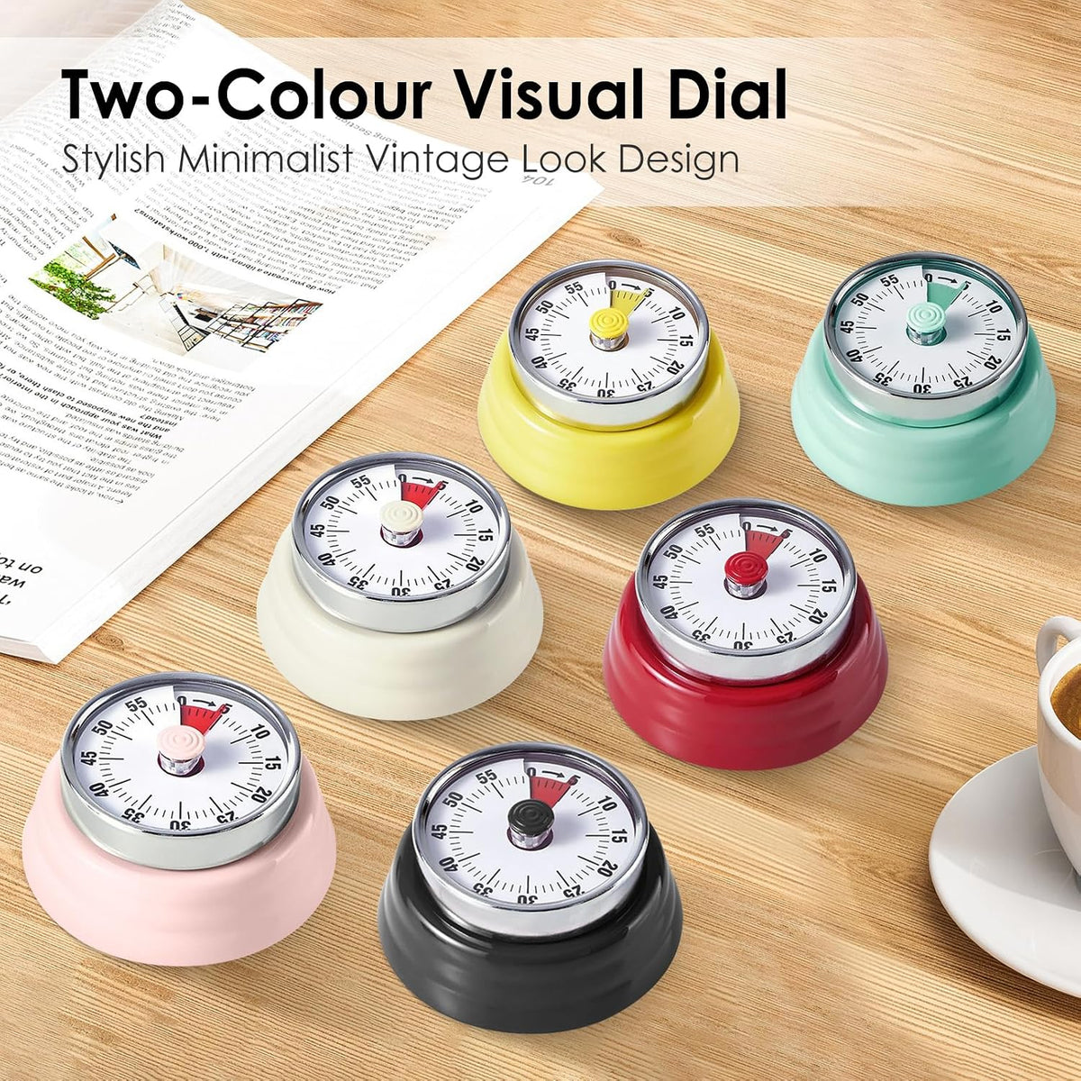 Visual Timer, 60-Minute Countdown Timer with Magnetic Base (Pink)
