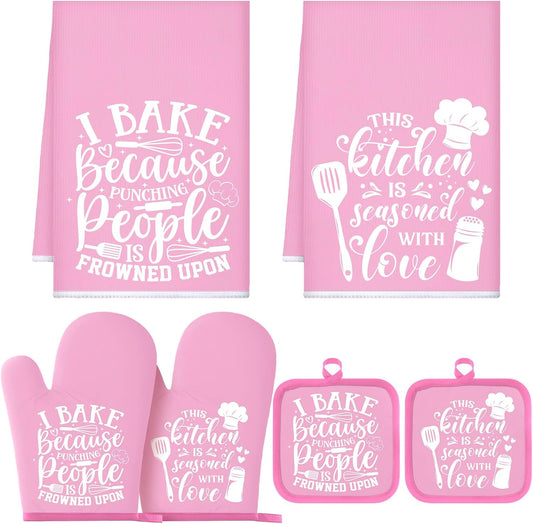 6 Pcs Kitchen Decor Accessories Set, Kitchen, Light Pink