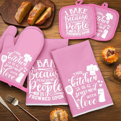 6 Pcs Kitchen Decor Accessories Set, Kitchen, Light Pink
