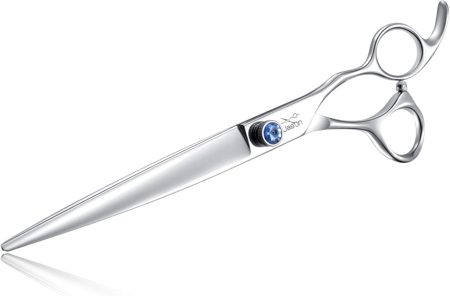JASON 8" Straight Dog Grooming Scissors Long Pets Grooming Shears Premium Cats Trimming Kit with Offset Handle and a Jewelled Screw Sharp Comfortable Christmas Gift
