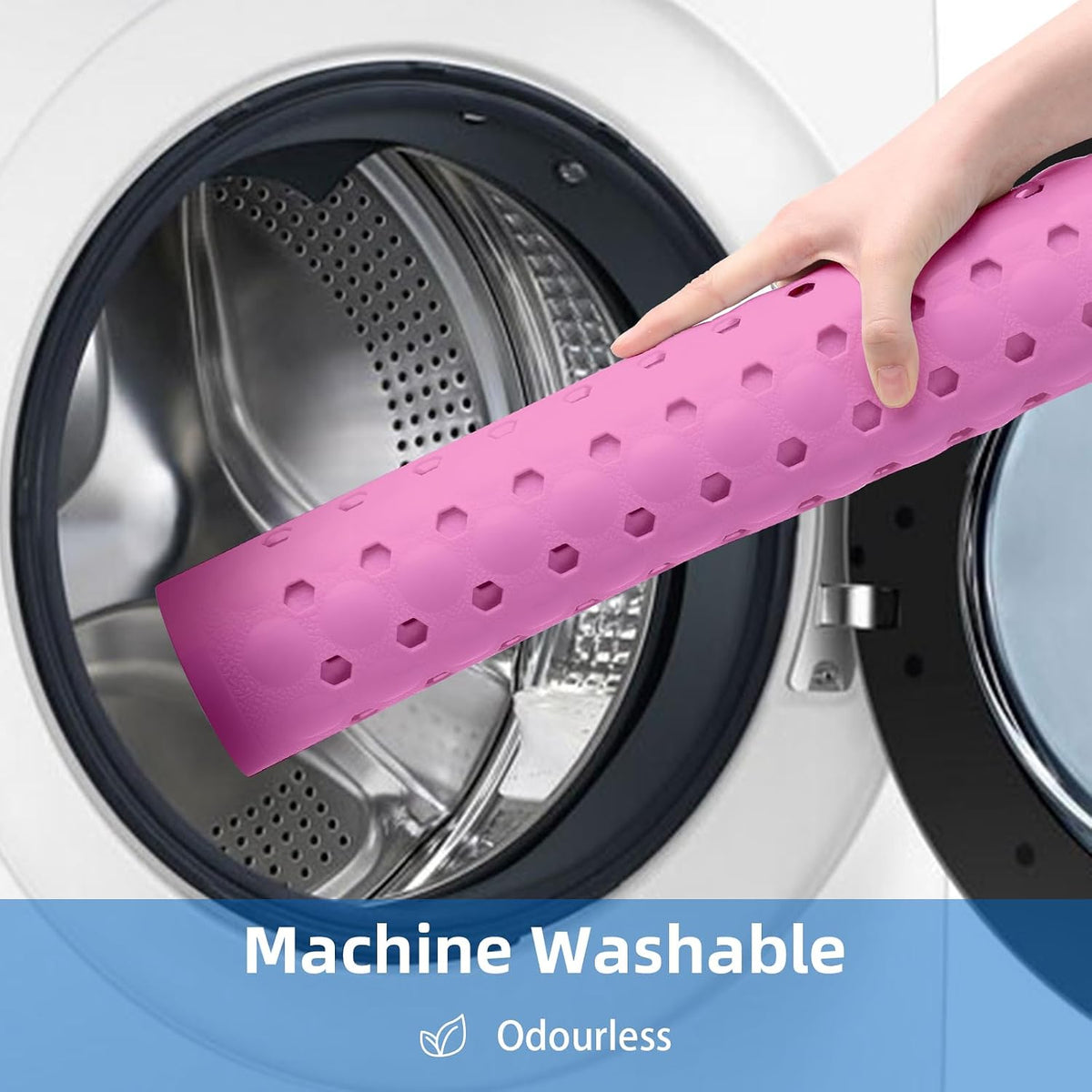 Bath Tub and Shower Mats, Non-Slip 39 x 16 Inch Extra Long Bath Mat, Machine Washable Bathtub Mat with Drain Holes, Suction Cups for Bathroom (Pink)