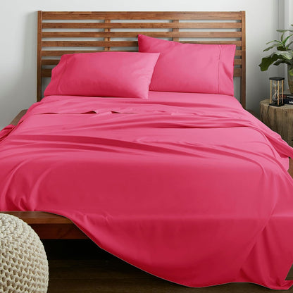 King Sheet Set - Ultra-Soft Microfiber 15-Inch Deep Pocket - Wrinkle Free and Fade Resistant (Pink)