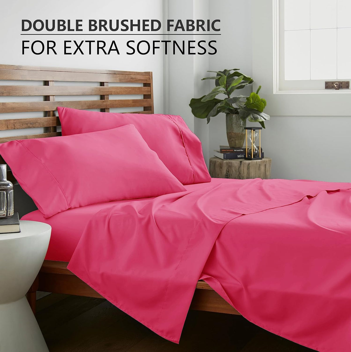 King Sheet Set - Ultra-Soft Microfiber 15-Inch Deep Pocket - Wrinkle Free and Fade Resistant (Pink)