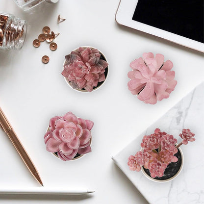 4-piece Set of mini Succulent Fake Plant pots, Artificial Kuan Yin Fake Plants, Small Artificial Plant pots, Bohemian Decoration for the Family Room (Pink Purple)