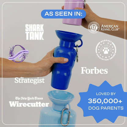 Springer by Springland 15oz Mini Dog Travel Water Bottle, Lilac, Portable Dispenser for Dogs & Puppies, Patented Leak-Proof Bowl, BPA-Free, One-Hand Squeeze, Carabiner Included | Shark Tank