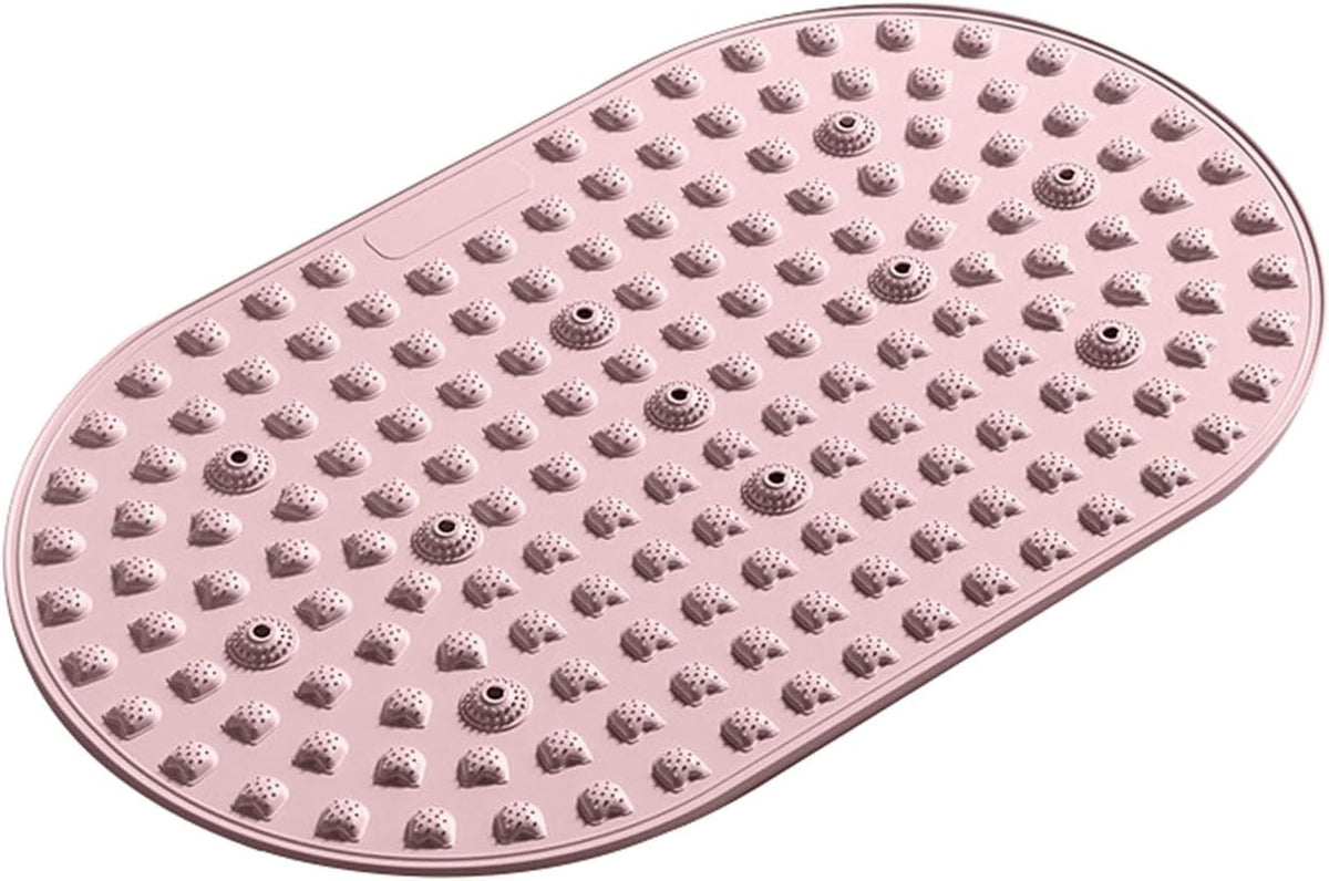 Shower Mat, Round Non Slip Bath Mat with Suction Cups and Drain Holes, Silicone Bathtub Mats for Bathroom Bathtub Swimming Pool (Pink)