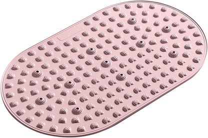 Shower Mat, Round Non Slip Bath Mat with Suction Cups and Drain Holes, Silicone Bathtub Mats for Bathroom Bathtub Swimming Pool (Pink)