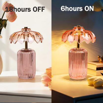 Battery Operated Lamp, Small Cordless Lamp with Timer, Pink