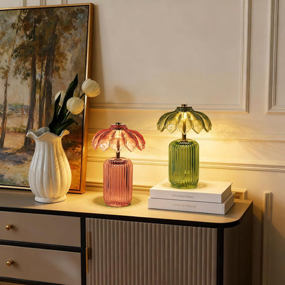 Battery Operated Lamp, Small Cordless Lamp with Timer, Pink