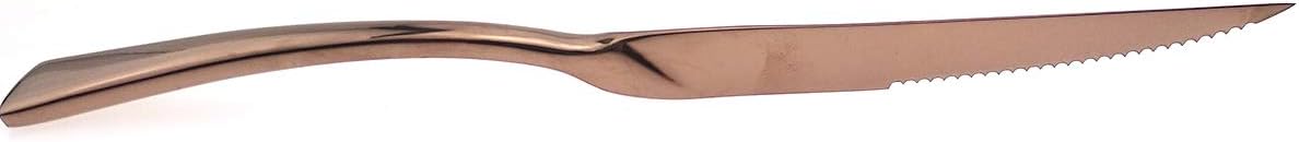 Uniturck Heavy Duty Stainless Steel Steak Knives Set of 6, Flatware Cutlery Set Great For Kitchen Weddings Parties, Mirror Polished, Rose Gold