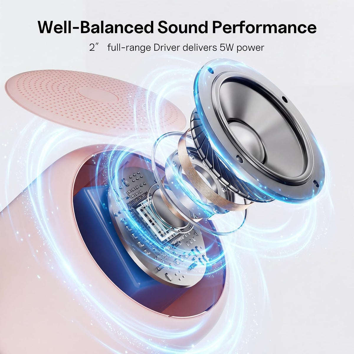 Portable Bluetooth Speakers with Strap Mini Speaker, Pink