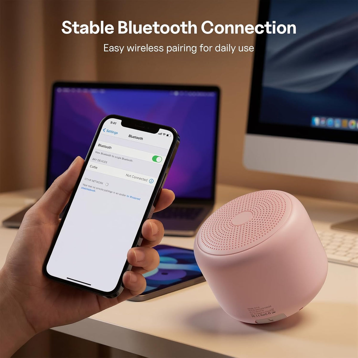Portable Bluetooth Speakers with Strap Mini Speaker, Pink