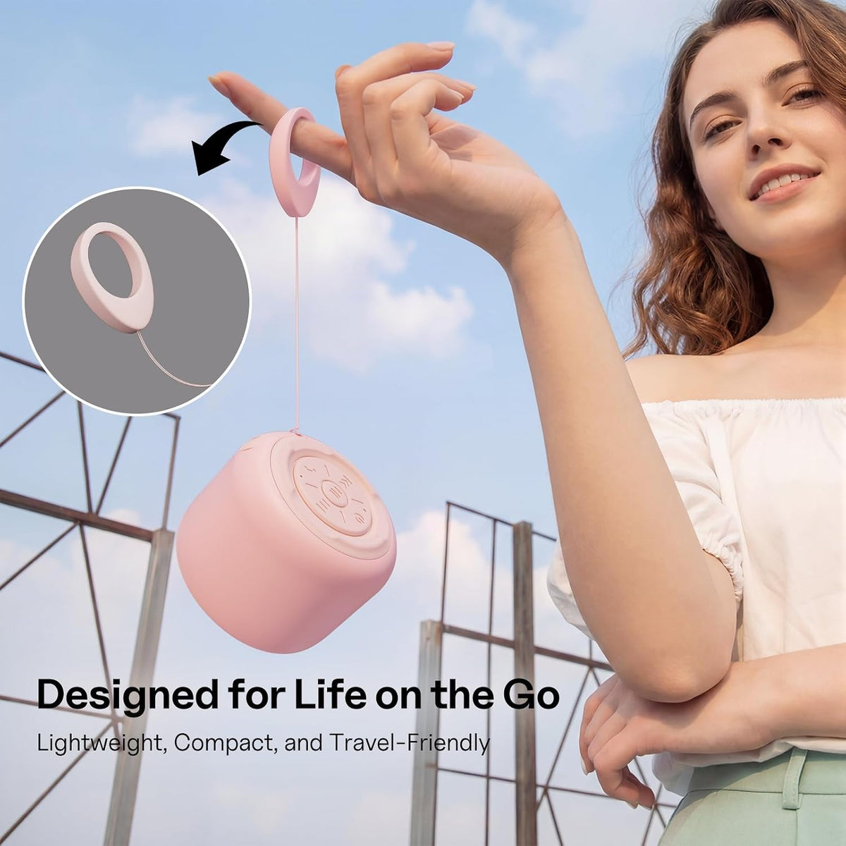 Portable Bluetooth Speakers with Strap Mini Speaker, Pink