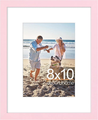 8x10 Picture Frame, Fits 5x7 Photos with Mat, Pink