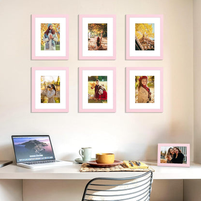 8x10 Picture Frame, Fits 5x7 Photos with Mat, Pink