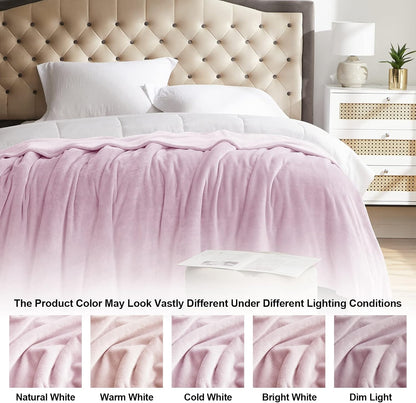KMUSET Fleece Blanket Throw Size Pink Lightweight Super Soft Cozy Luxury Bed Blanket Microfiber