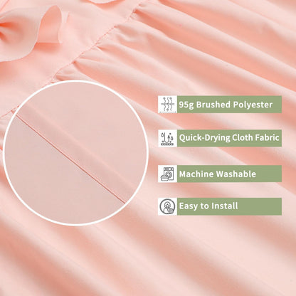 Handmade Bow Tie Shower Curtain, Peach Pink, 72 x 72 in