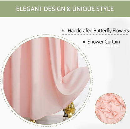 Handmade Bow Tie Shower Curtain, Peach Pink, 72 x 72 in