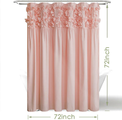 Handmade Bow Tie Shower Curtain, Peach Pink, 72 x 72 in
