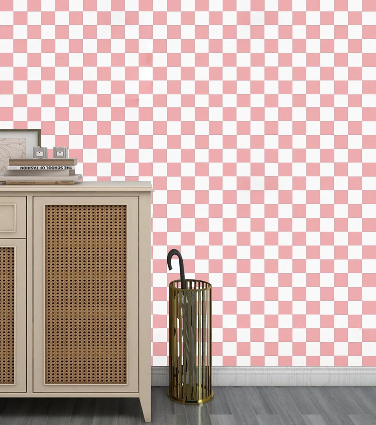 Pink and White Mosaic Peel and Stick Self-Adhesive Lattice Wallpaper Removable Decorative for Home Office Store Wall Decoration and Furniture Renovation 17.3 x 118 inches