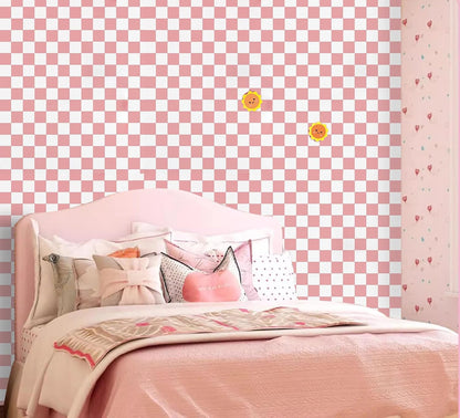 Pink and White Mosaic Peel and Stick Self-Adhesive Lattice Wallpaper Removable Decorative for Home Office Store Wall Decoration and Furniture Renovation 17.3 x 118 inches