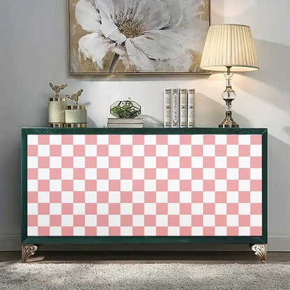 Pink and White Mosaic Peel and Stick Self-Adhesive Lattice Wallpaper Removable Decorative for Home Office Store Wall Decoration and Furniture Renovation 17.3 x 118 inches