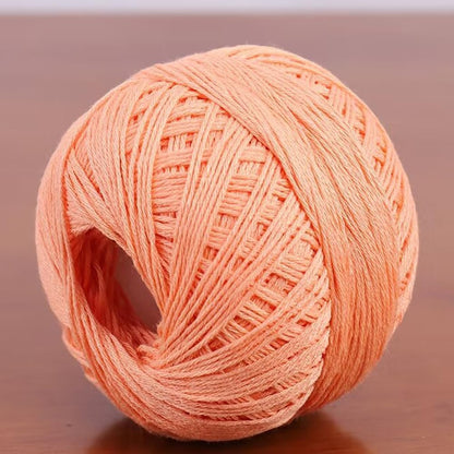 3 Rolls of Cotton Yarn - 50g/Roll, Cotton Linen Lace Thread for Knitting & Crocheting, Size 6 Knitting Thread Lace, Blending 60% Cotton and 40% Linen (#08 Orange Peach)
