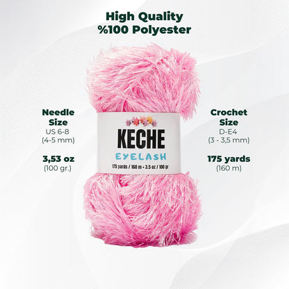 Eyelash Fun Fur Yarn - Premium Soft Crochet Yarn DIY Hand Knitting 100% Polyester 175 Yds 3.53 Oz (Pack of 3) - Baby Pink