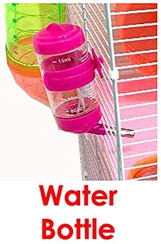 Pink 3-Floors Syrian Hamster Home House Rodent Gerbil Mouse Mice Rat Habitat Cage with Running Wheel Water Bottle Food Bowl Hide House Deep Base