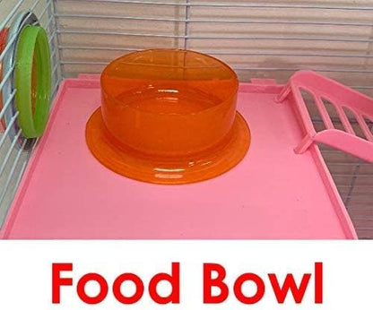 Pink 3-Floors Syrian Hamster Home House Rodent Gerbil Mouse Mice Rat Habitat Cage with Running Wheel Water Bottle Food Bowl Hide House Deep Base